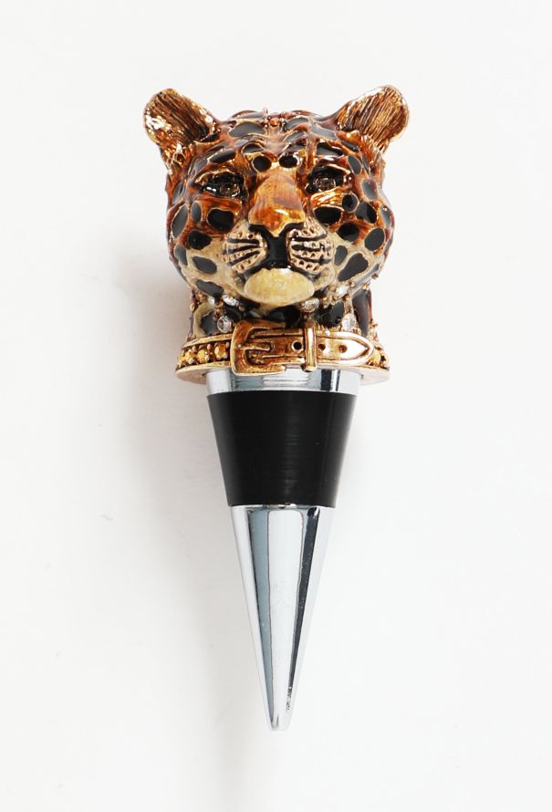 Modern Designers Jay Strongwater Leopard Bottle Stopper - 1