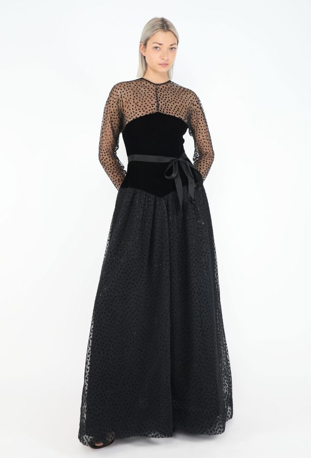 Givenchy Rare 1979 Velvet Plumetis Tulle Gown - 3