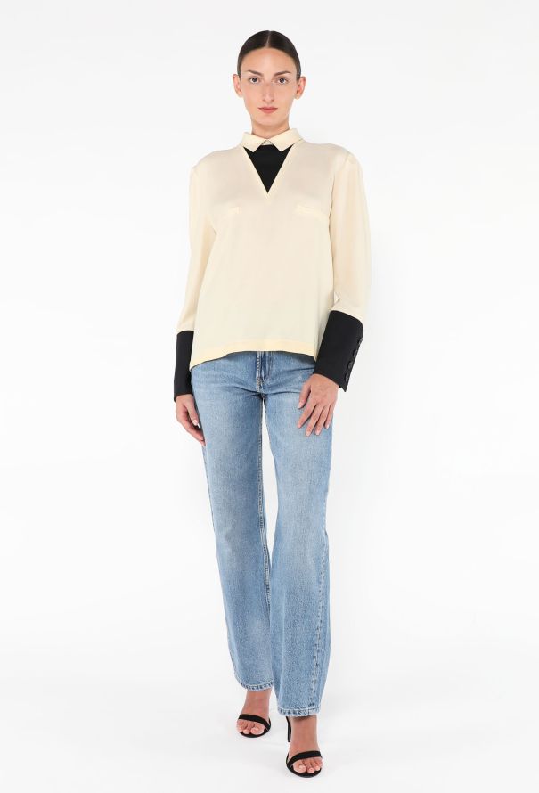 Valentino Vintage Bicolor Crêpe Blouse - 2
