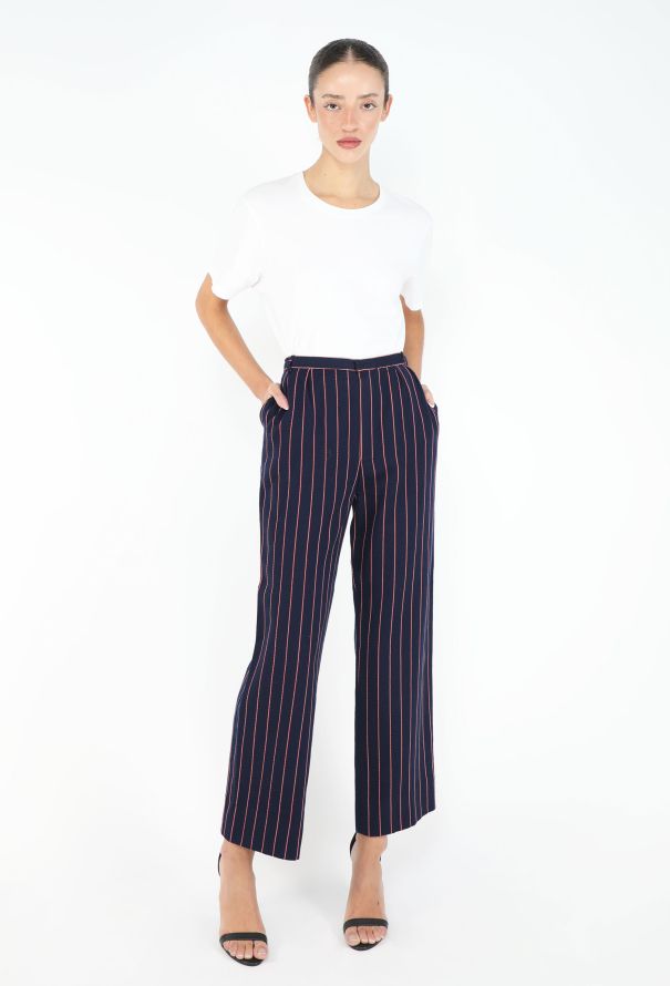 Saint Laurent Vintage Pinstripe High-Waisted Trousers - 4