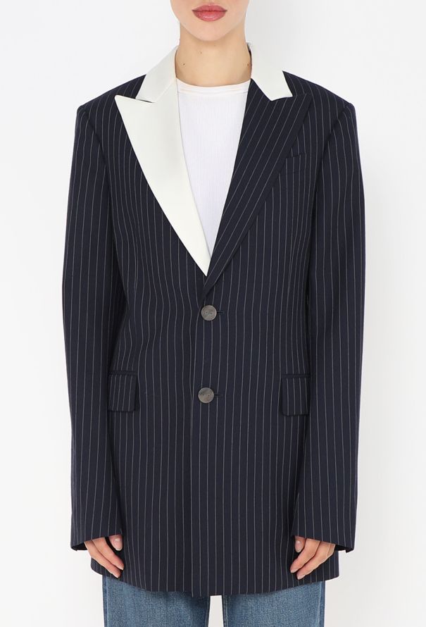 Loewe F/W 2019 Pinstripe Asymmetrical Blazer - 4
