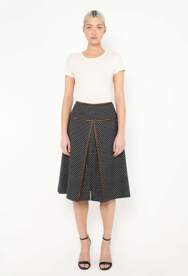 Prada 2014 Dotted Leather Trim Skirt - 3 Prada 2014 Dotted Leather Trim Skirt - 3