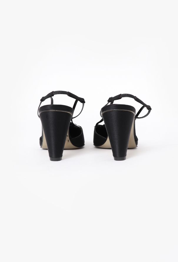 Chanel Velvet Camélia Satin Slingbacks - 4 Chanel Velvet Camélia Satin Slingbacks - 4