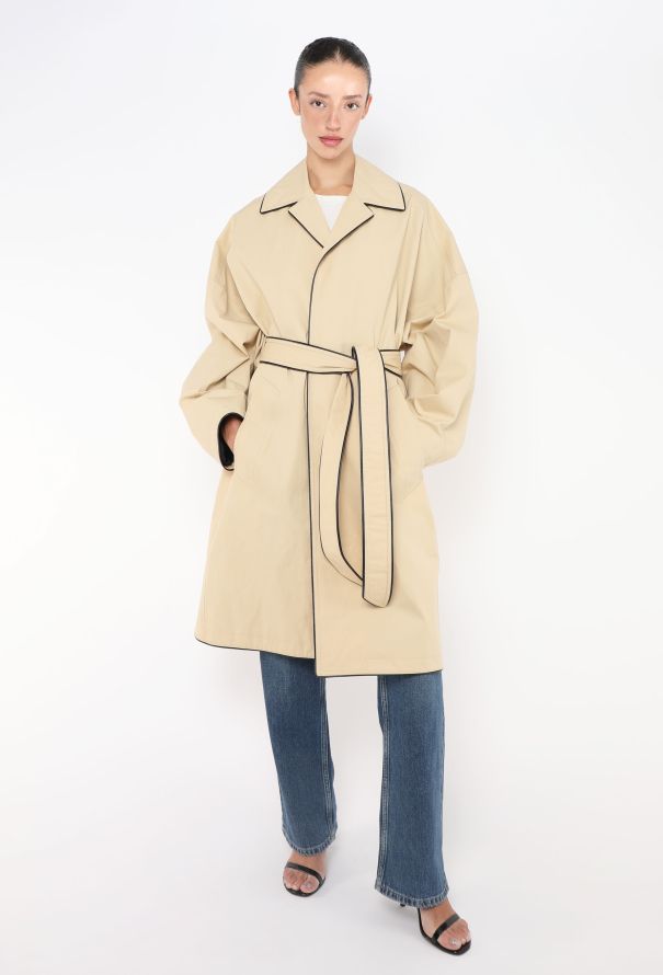 Balenciaga Gabardine Leather Trim Trench - 4