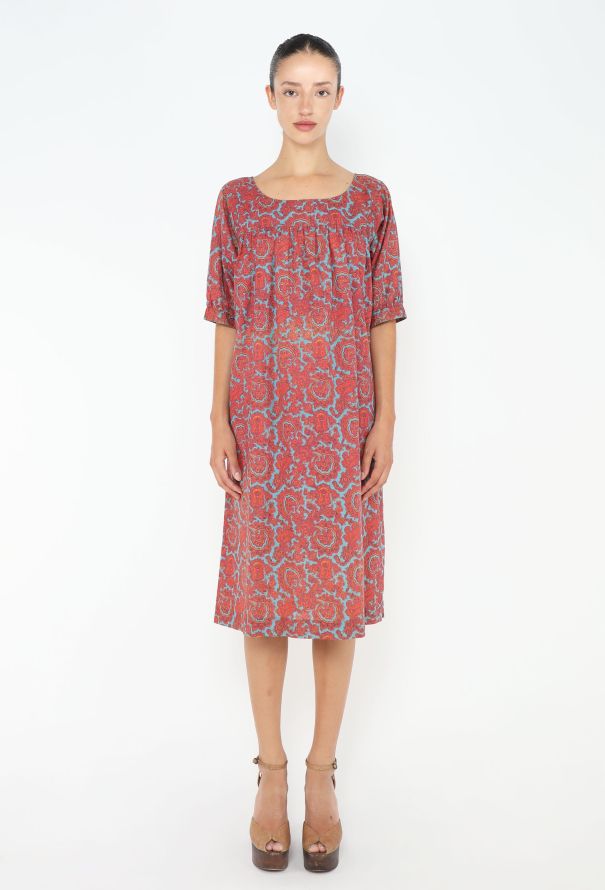 Saint Laurent 1970s Paisley Cotton Tunic Dress - 1