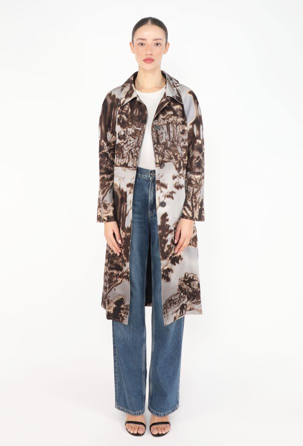 Prada F/W 2004 Belted Silk Printed Trench - 3