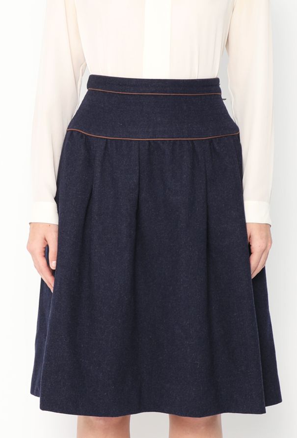 Saint Laurent '70s Piped Trim Felted Skirt - 3 Saint Laurent '70s Piped Trim Felted Skirt - 3