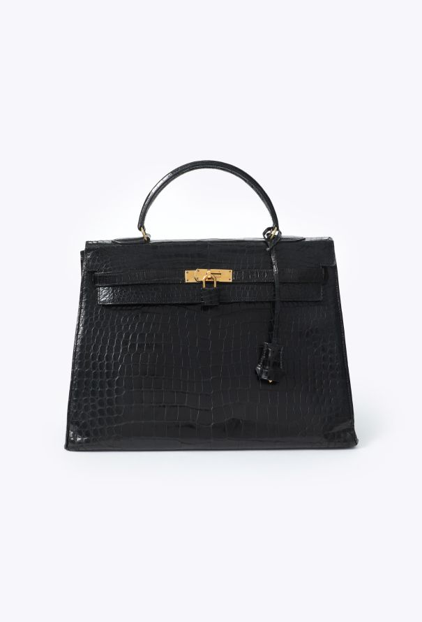 Hermès Rare 1970  Black Porosus Kelly Sellier 35 - 2