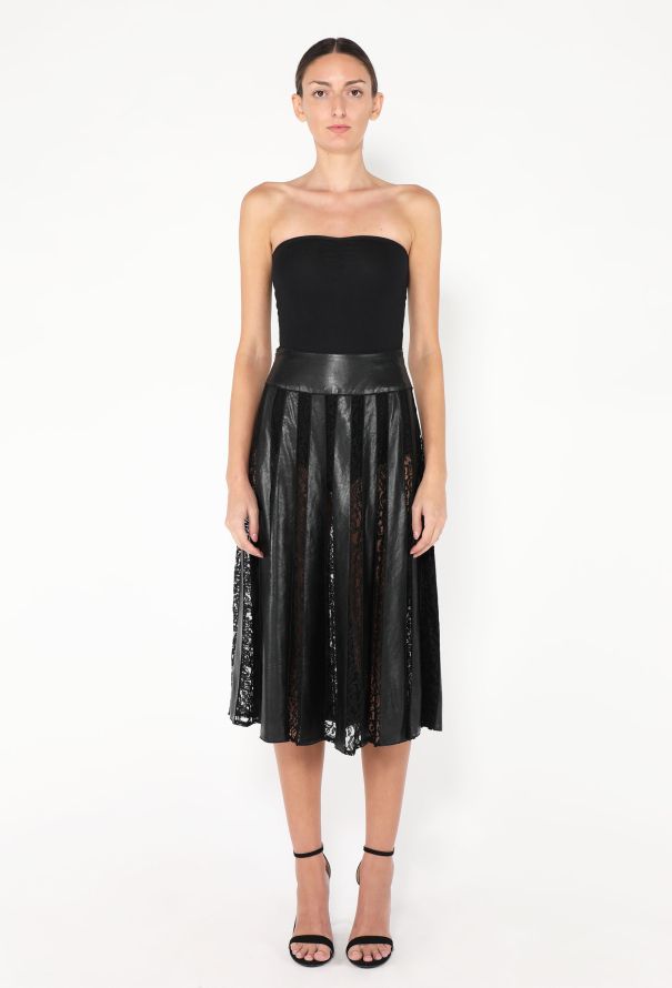 Flared Lace Panel Skirt - 3