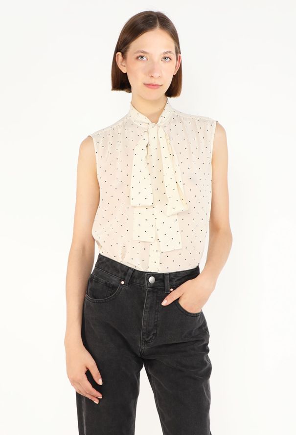 Céline Polka Dot Silk Lavallière Blouse - 3