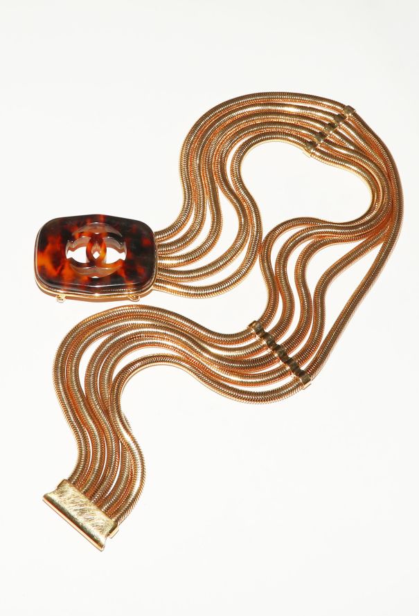 Chanel 1997 Tortoiseshell 'CC' Tubogas Belt - 3