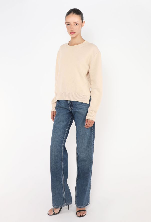 Céline Beige Cashmere Knit Triomphe Sweater - 3