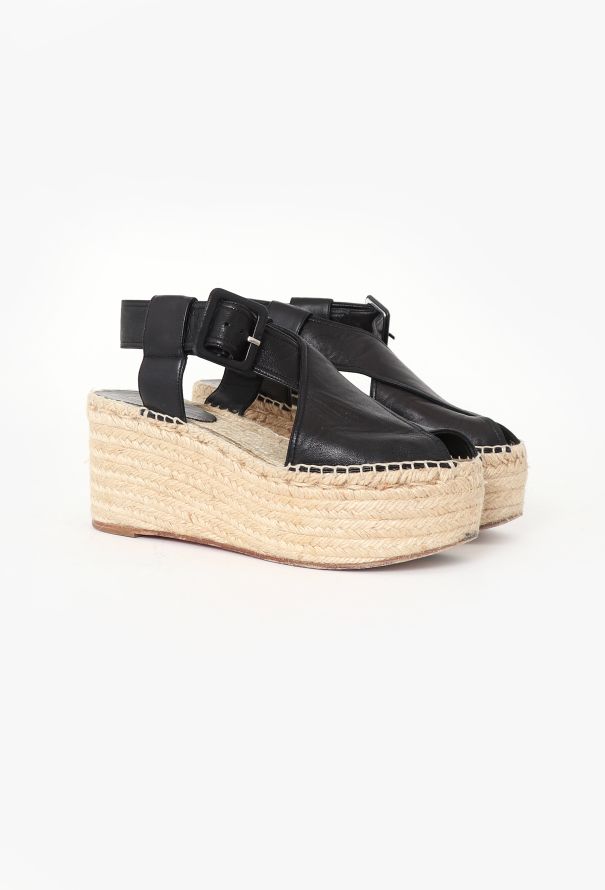 Céline Black Leather Platform Espadrilles - 3