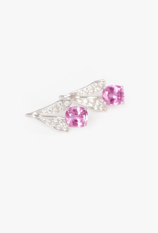 Mellerio 18k Gold, Diamond & 3.93 Carats Sapphire Tulip Earrings - 6 Mellerio 18k Gold, Diamond & 3.93 Carats Sapphire Tulip Earrings - 6