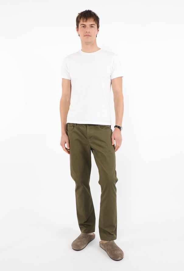 Saint Laurent 2024 Khaki Twill Chinos - 1