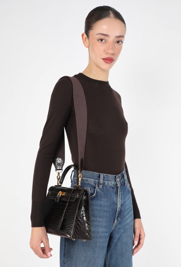 Hermès Exceptional 1998 Dark Brown Porosus Kelly Sellier 25 - 2