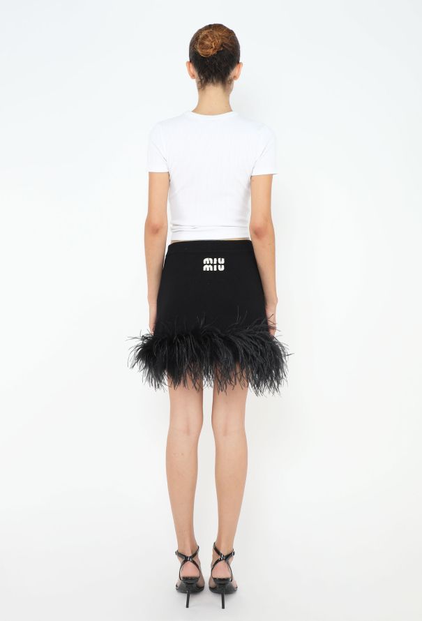 Miu Miu 2022 Cashmere Feather Trim Skirt - 4