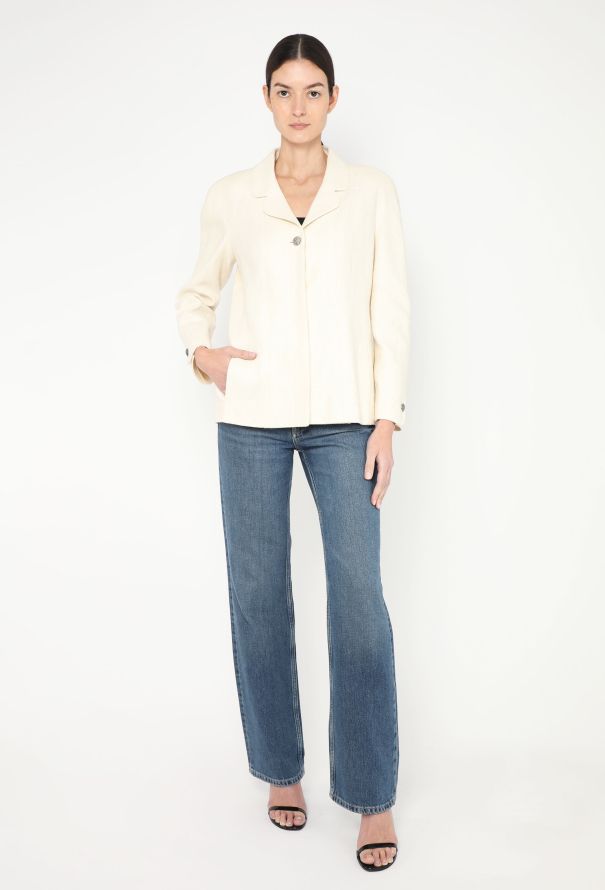 Chanel 1998 Linen 'CC' Button Jacket - 4 Chanel 1998 Linen 'CC' Button Jacket - 4