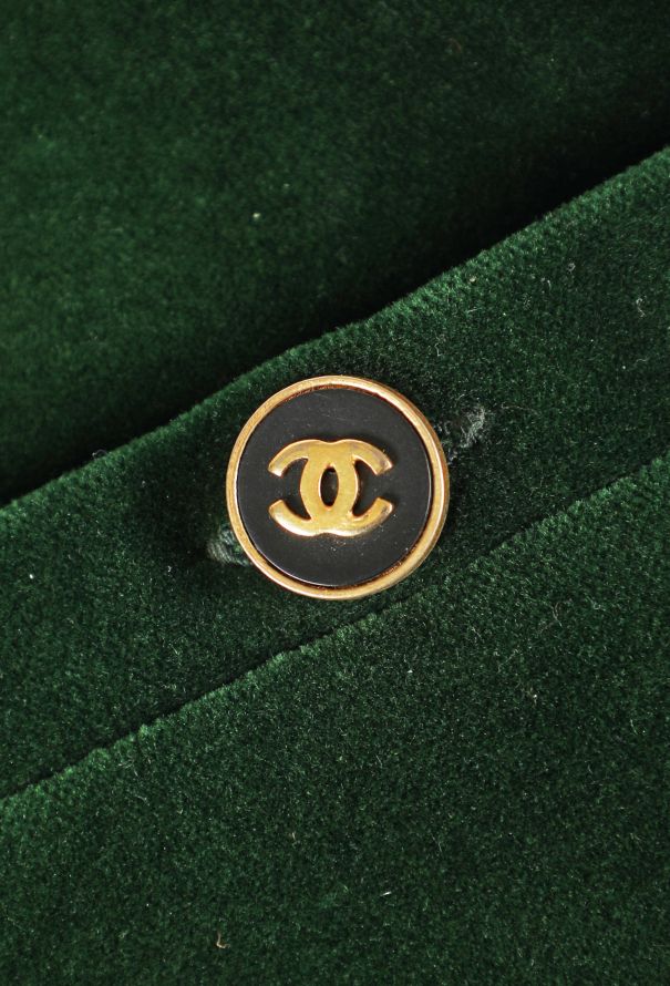 Chanel Vintage Velvet 'CC' Button Skirt - 6