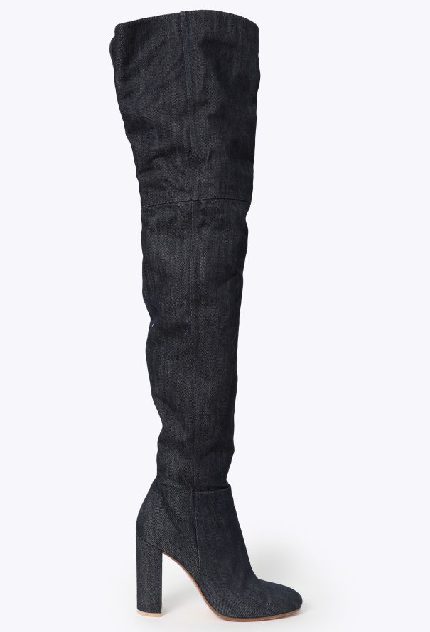 Gianvito Rossi Denim Thigh-High Boots - 1