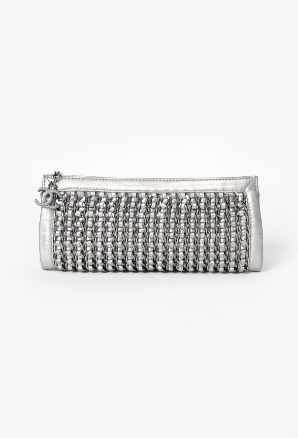 Chanel Metallic Silver Chainlink Clutch - 1