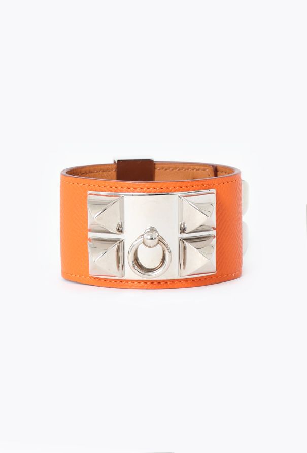Hermès Courchevel Orange H Médor Cuff - 2 Hermès Courchevel Orange H Médor Cuff - 2