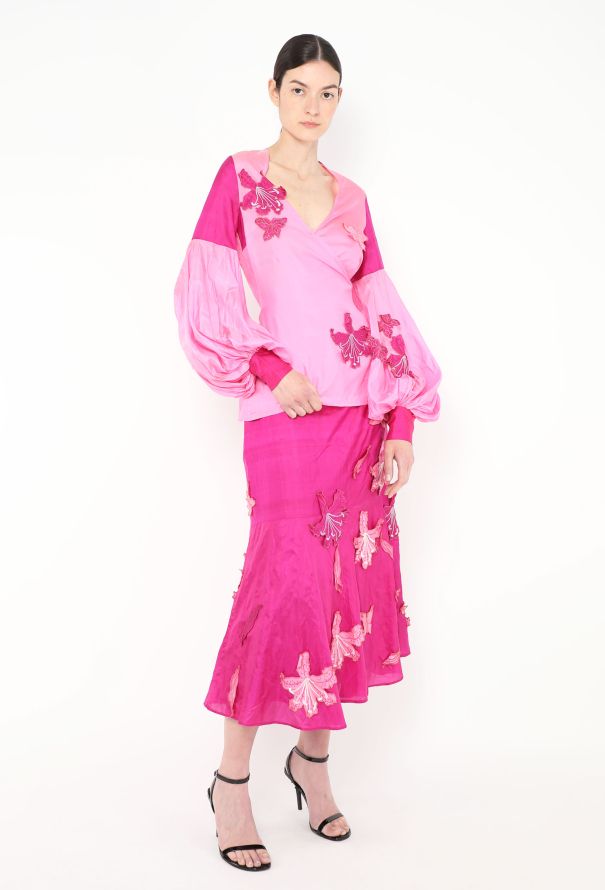 Thea Porter RARE Couture 1973 Silk Appliquée Ensemble - 1