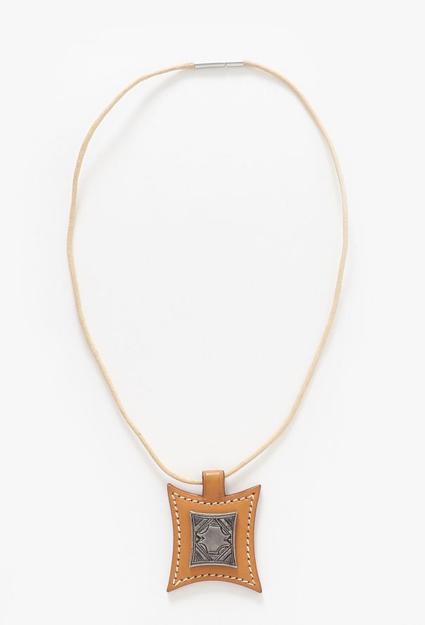Hermès 2001 Sterling Touareg Leather Necklace - 1