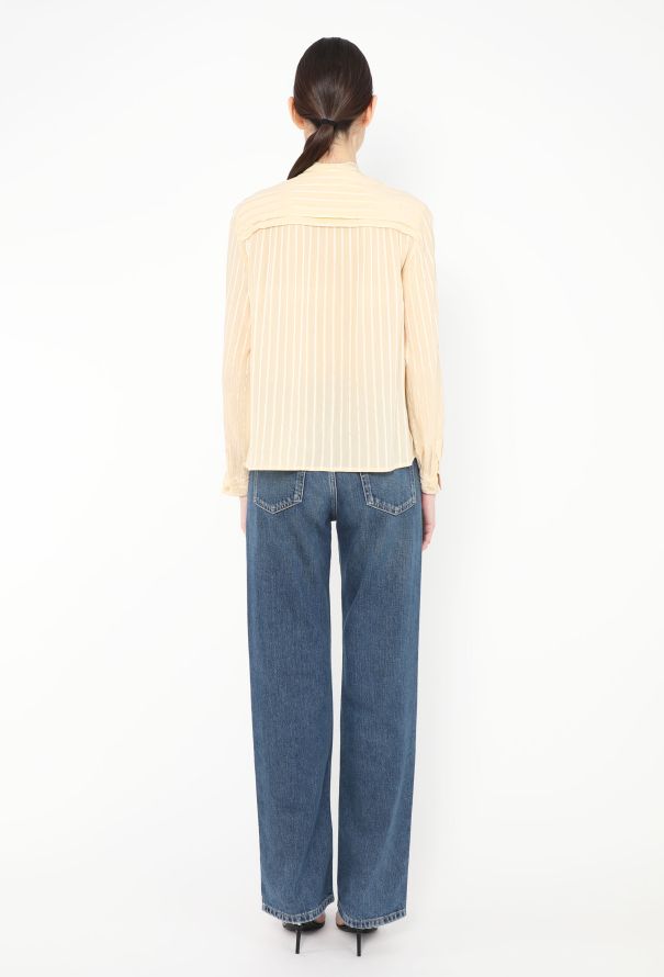 Céline Vintage Striped Silk Lavallière Blouse - 4 Céline Vintage Striped Silk Lavallière Blouse - 4