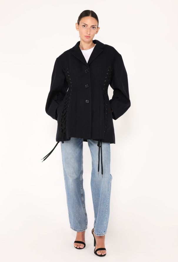 F/W 2024 Lace Up Peacoat - 3