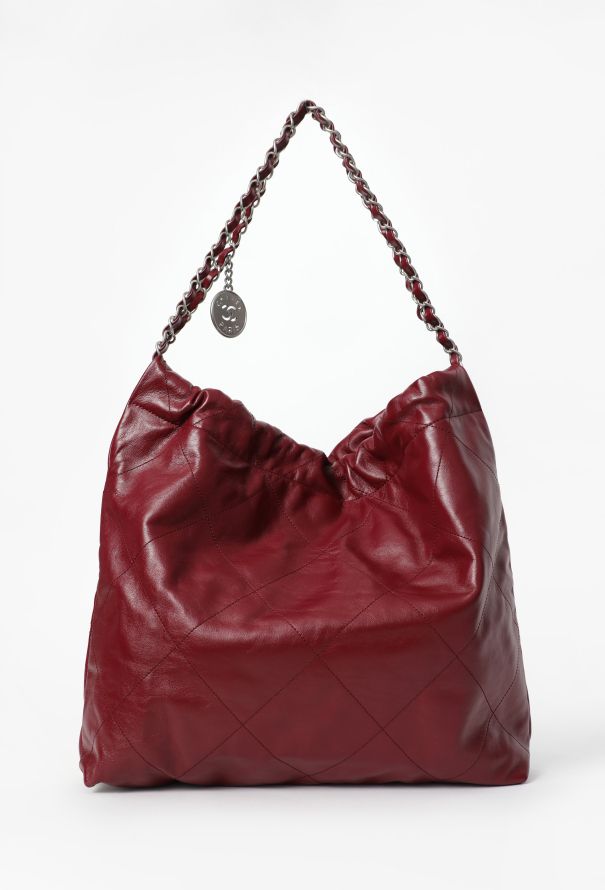 Chanel Burgundy 22 Large Quilted Hobo Bag - 4