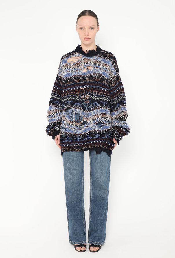 Balenciaga F/W 2021 Distressed Knit Sweater - 3 Balenciaga F/W 2021 Distressed Knit Sweater - 3