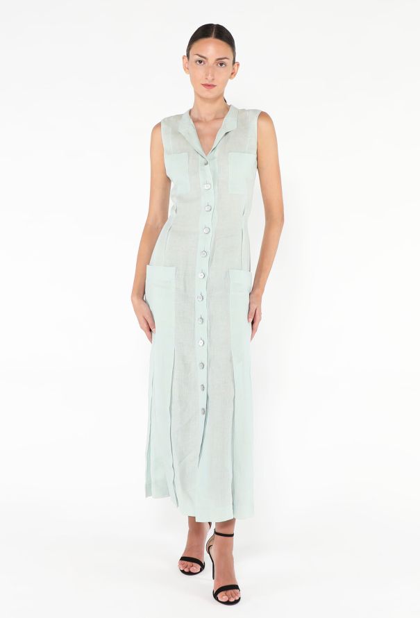 Chanel 1999 Pleated Linen Maxi Dress - 2