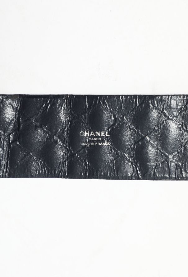 Vintage Quilted 'CC' Leather Belt, Authentic & Vintage