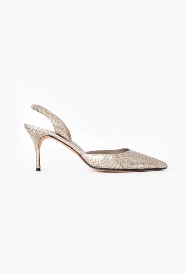 Manolo Blahnik 2019 Metallic Python Carolyne Pumps - 1