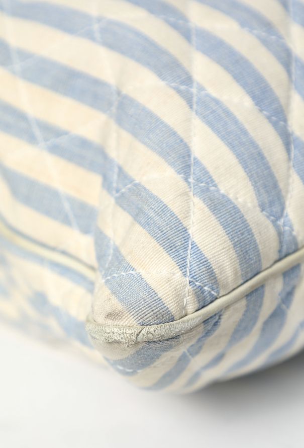 Chanel Vintage Quilted Striped Canvas Tote Bag - 7