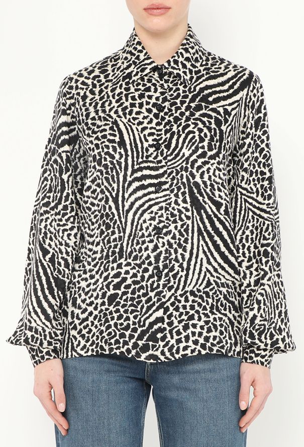 Saint Laurent 1996 Leopard Print Silk Blouse - 1