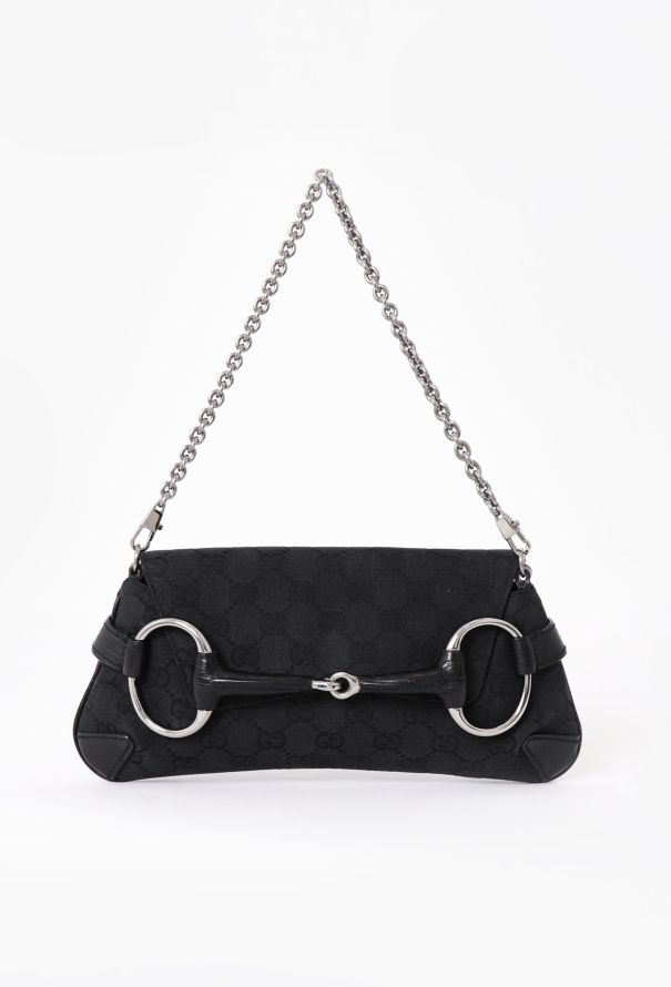Gucci Black Horsebit Monogram Bag - 1