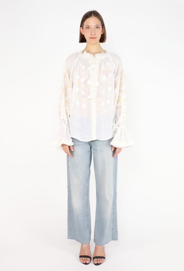 Vita Kin Embroidered Linen Tassel Top - 2