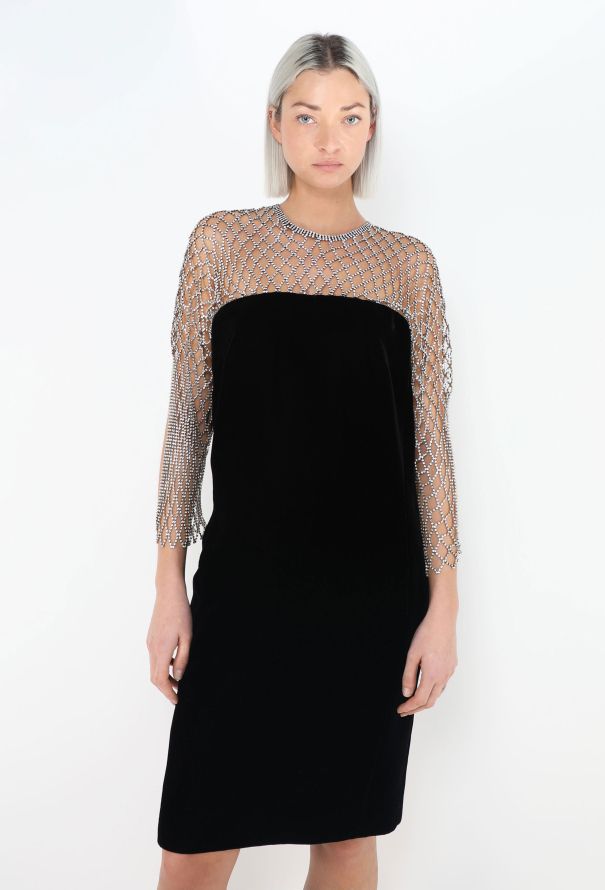 Saint Laurent STUNNING S/S 2019 Strass Velvet Bustier Dress - 1