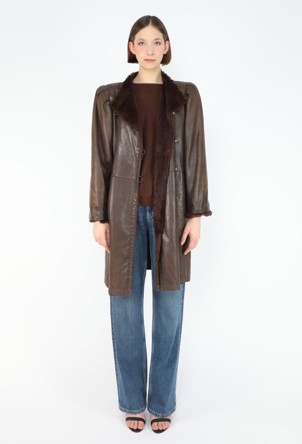 Saint Laurent Vintage Shearling-lined Leather Coat - 3