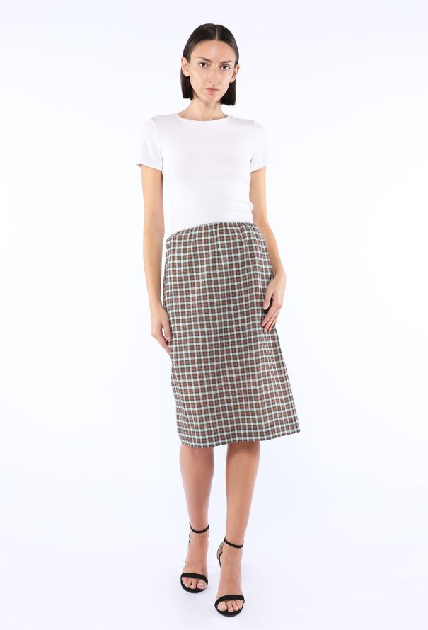 Prada Checked Stretch Georgette Skirt, 2025 - 1