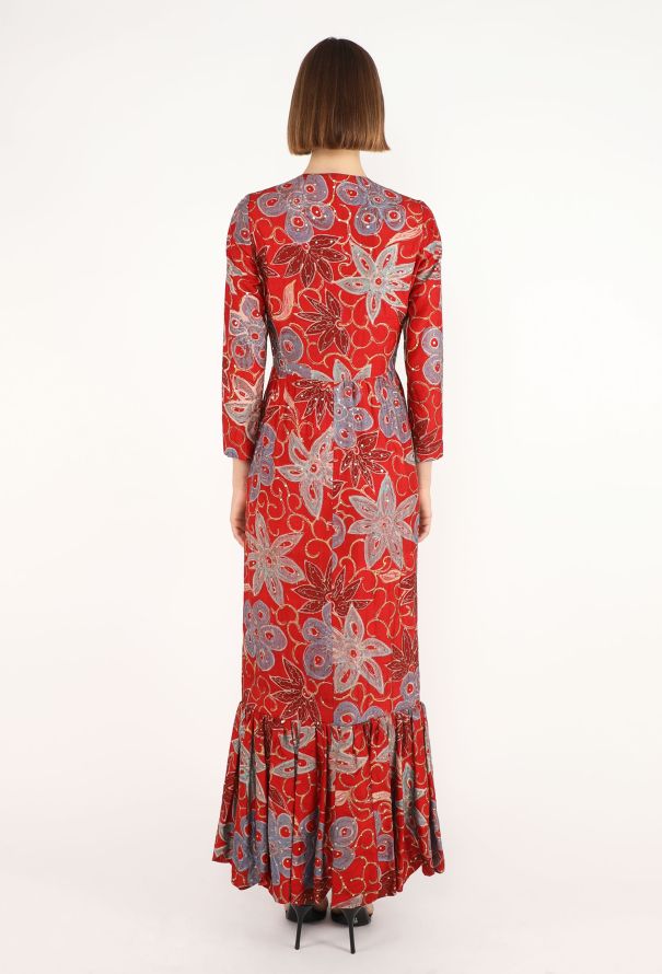 Lanvin Hand-Embroidered Dupion Silk Gown, 1970s - 5