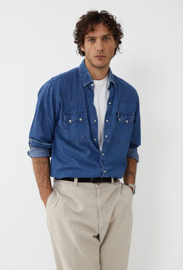 Men's Vintage '80s Sawtooth Pocket Denim Shirt - 2 Men's Vintage '80s Sawtooth Pocket Denim Shirt - 2