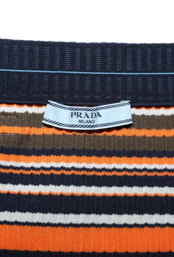 Prada Striped Ribbed Logo Skirt - 6 Prada Striped Ribbed Logo Skirt - 6