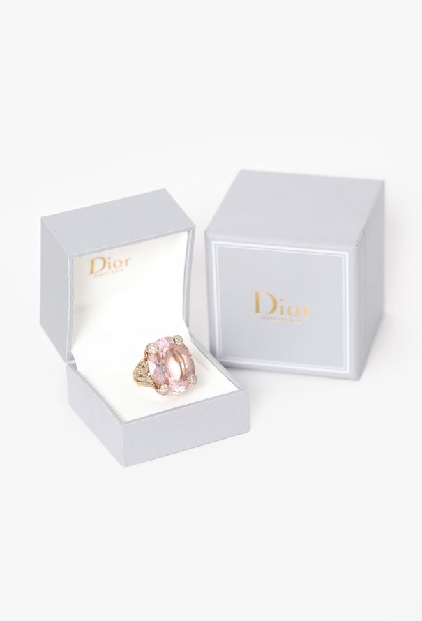Dior 18k Yellow Gold, Morganite & Diamond Miss Dior Ring - 1