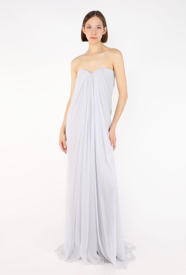 Alexander McQueen Bustier Pleated Silk Gown, 2013 - 6