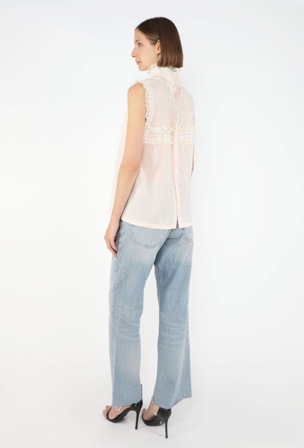 Chanel Lace Trim Cotton Blouse - 5