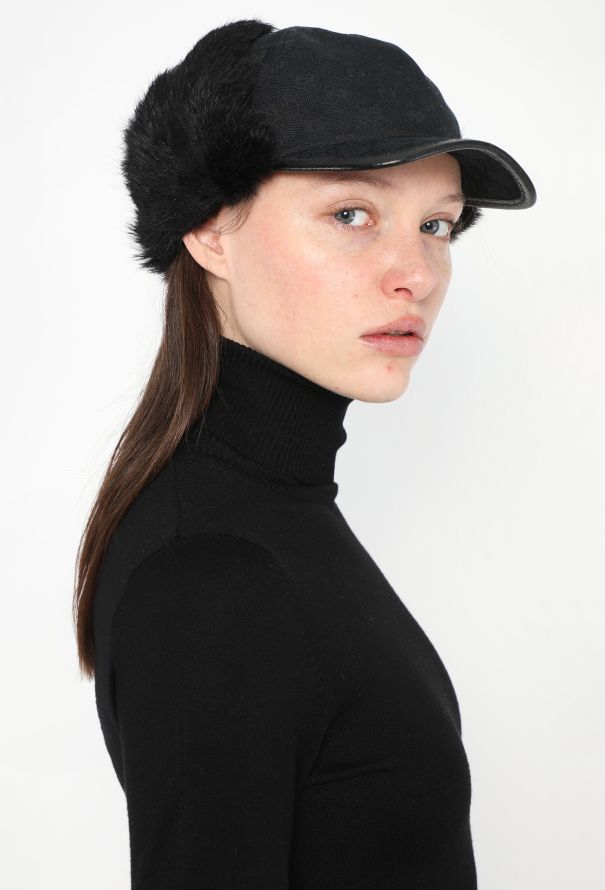 Gucci Rabbit Fur Monogram Cap - 2