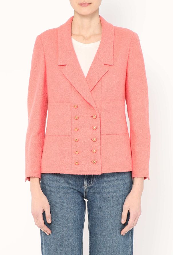 Chanel 1996 Notched Bouclé 'CC' Blazer - 1